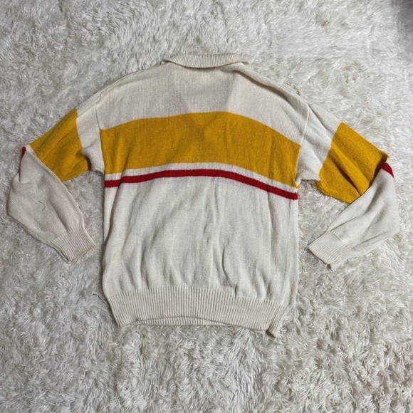 Women’s Large St. John’s Bay White/Yellow Long Sleeve Crochet Sweater - Picture 3 of 5